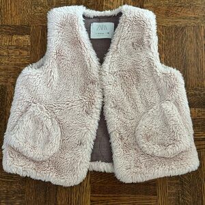 Zara Brown and Cream Fuzzy Vest